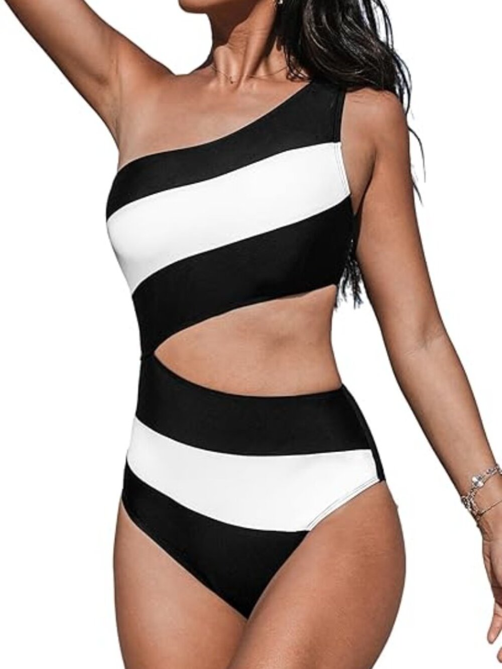 ✨ Cupshe 1-PC Swimsuit Cutout XS Black/White